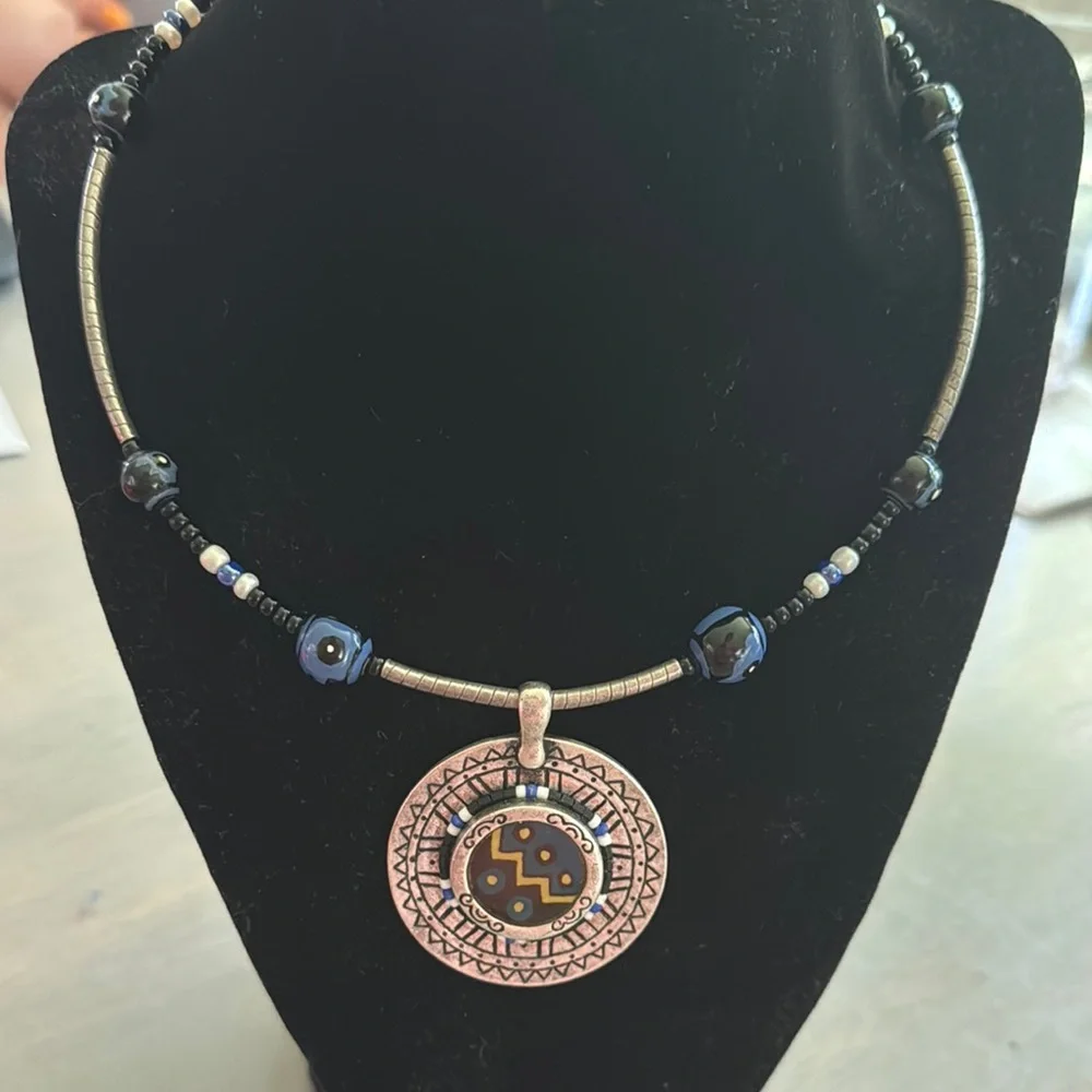 Chico’s Elegant Silver Beaded Pendant Necklace